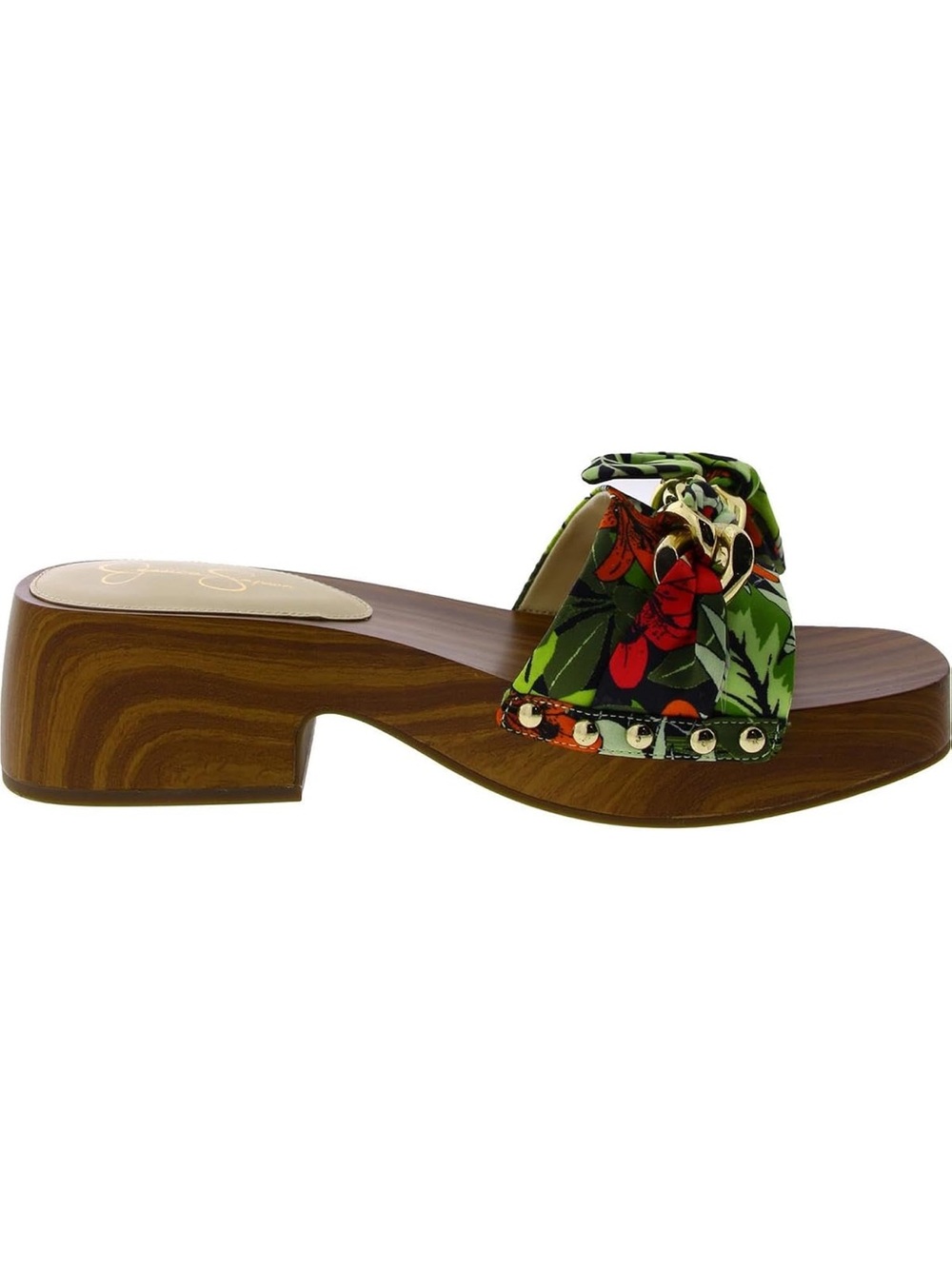 Jessica Simpson Floral Tie Sandal Gold Chain Accent Resima Platform Sandal Clog - Picture 10 of 10